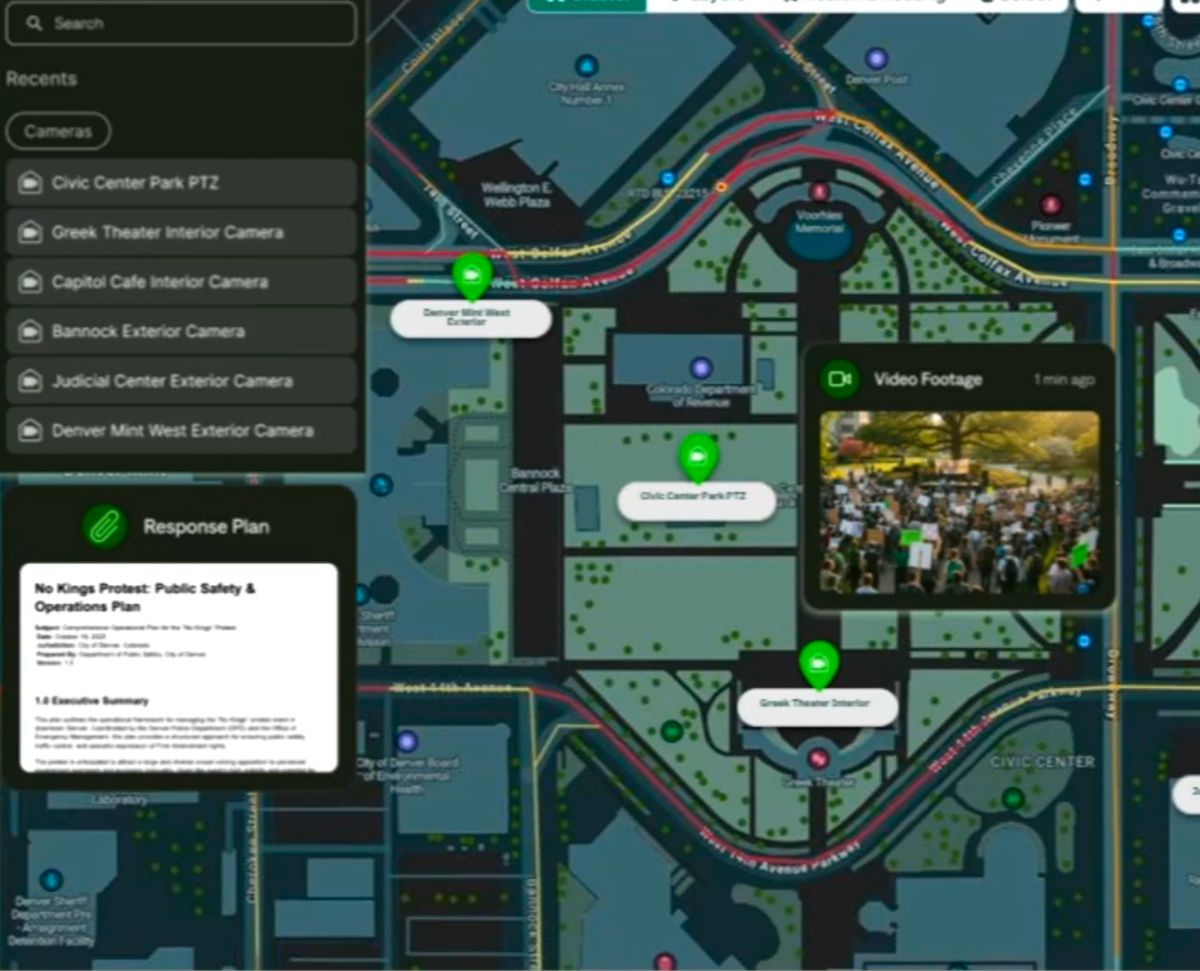 Slide from a Flock Safety webinar listing events police can monitor, including protests and parades
